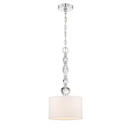 Designers Fountain Evi 100 Watt 1 Light Chrome Mini-Pendant with White Linen Shade 89930-CH